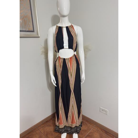 Women’s Biubiu Halter Boho Cover-Up Maxi Dress – Aztec Print – Size M NWT - Picture 2 of 14